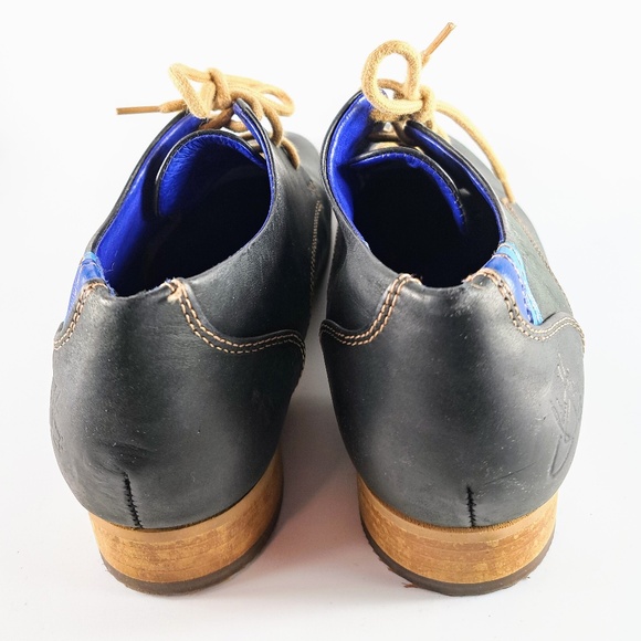 John Fluevog Classic Radio CBC Derby Shoes Black and Blue Size 6.5 - Picture 4 of 8